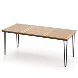 Coast Eettafel - Acaciahout - Parasolgat 5 cm - 200 x 90 x 75 cm - Naturel/Zwart