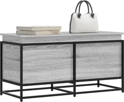vidaXL - Opbergbox - met - deksel - 100x40x51,5 - cm - bewerkt - hout - grijs - sonoma