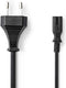 Nedis Stroomkabel - Euro Male - IEC-320-C7 - 1 m - Plat - Zwart