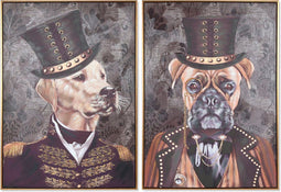 Schilderij Home Esprit Hond 70 X 3,5 X 100 Cm (2 Stuks)