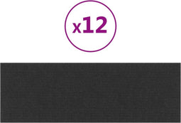 vidaXL - Wandpanelen - 12 - st - 3,24 - m² - 90x30 - cm - stof - zwart