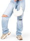 POSH by Poelman POLLY - Dames Sneakers - Vetersluiting chunky zool 4 cm - Beige denim