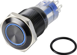 TRU COMPONENTS TC-9428188 LAS2GQF-11ZE/B/12V/A/P Druktoets 250 V 3 A 1x uit/aan Continu Blauw IP65 1 stuk(s)
