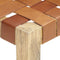 vidaXL - Bankje - 150 - cm - echt - leer - en - massief - mangohout - bruin