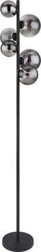 Globo Riha vloerlamp - 155cm - 6xG9 LED - zwart metaal rookglas