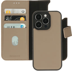 Mobiparts - Apple iPhone 14 Pro - Leather 2 in 1 Wallet Case - MagSafe geschikt - Taupe