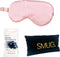SMUG Slaapmasker met Zwarte Oordopjes en Opbergzakje - 100% Verduisterend - Verstelbaar Oogmasker in Satijn - Roze