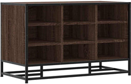 vidaXL - Schoenenbank - 84x40x53,5 - cm - bewerkt - hout - en - metaal - bruin - eiken