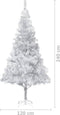 vidaXL - Kunstkerstboom - met - verlichting - en - kerstballen - 240 - cm - PET - zilver