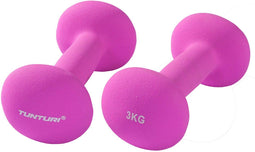 Tunturi Dumbbell set - 2 x 3 kg - Neopreen - Fluor Paars (2 stuks)