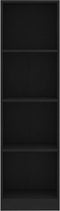 vidaXL - Boekenkast - met - 4 - schappen - 40x24x142 - cm - bewerkt - hout - zwart