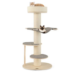 Coast Krabpaal - Kattentoren 120 cm - Dikke sisal krabpalen en hangmat - Grijs