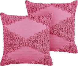 RHOEO - Sierkussen set van 2 - Roze - 45 x 45 cm - Katoen