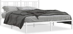 vidaXL - Bedframe - met - hoofdbord - metaal - wit - 150x200 - cm