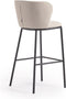 Kave Home Ciselia - Kruk - Chenille stof zwart staal - Beige (1 stuk)