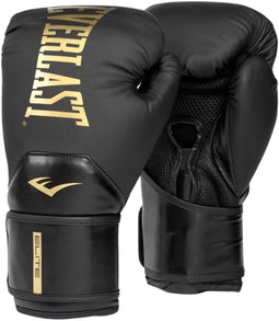 Everlast Elite 2 - Bokshandschoenen - Drielagige schuimconstructie en EverCool mesh-handpalm - Zwart / Goud - 12 oz.