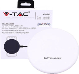 V-tac VT-1210 - Draadloze Qi Snellader - Snelladen - Wit