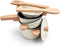 New Classic Toys® Metalen Pannenset - 7-delige Set met Vergiet en Houten Kookgerei - Gebroken Wit (7-delige set)