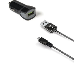 Celly CCUSBMICRO - Turbo Autolader met Micro-USB Kabel - 2.4A Output - Zilver Zwart