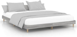 vidaXL - Bedframe - bewerkt - hout - grijs - sonoma - eikenkleurig - 160x200 - cm