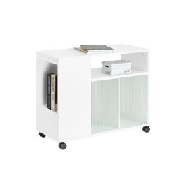 SoBuyBijzettafel, bankpunt voor woonkamer, salontafel, kantoorkast, op wielen, bureauwagen met lade