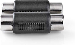Nedis Stereo-Audioadapter - 2x RCA Female - 2x RCA Female - Vernikkeld - Recht - ABS - Zwart - 10 Stuks - Envelop