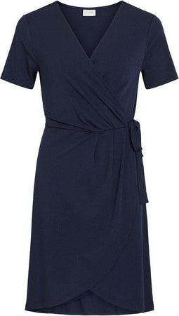 VILA VINAYELI SS KNEE WRAP DRESS - Dames Jurk - V-hals - Maat L