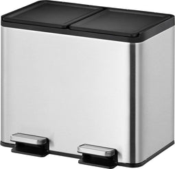 EKO Essential Splitted Recycler - Pedaalemmer 15+15 liter - RVS - Mat RVS