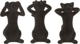 J-Line figuur Kat Horen/Zien/Zwijgen - polyresin - zwart - small - 3 stuks