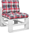 vidaXL - Palletkussens - 2 - st - ruitpatroon - stof - rood