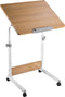 VDD Laptoptafel - Verrijdbaar bureau - Hoogte verstelbaar 68-96 cm - Kantelbaar bureaublad - Wit-bruin