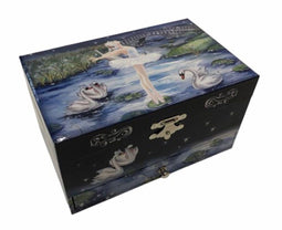 Simply for Kids Sieradendoos met Ballerina Large - Zwanenmeer - Muziekdoosje met Lade - Blauw
