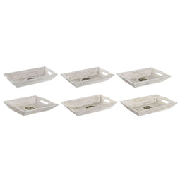 Valet Tray DKD Home Decor Wit Gouden Aluminium Mangohout Olifant Boeddha Indiaas 24 x 15 x 4 cm (...