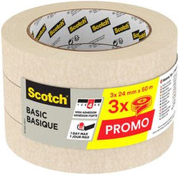Afplaktape scotch basic 24mmx50m beige | 8 stuks