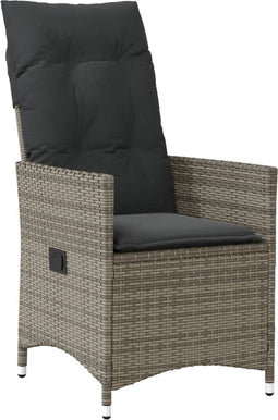 vidaXL - Tuinstoel - verstelbaar - met - kussens - poly - rattan - grijs