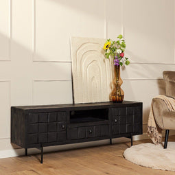 Tv meubel Evan - Tv meubel industrieel - Tv meubel mangohout 180 cm