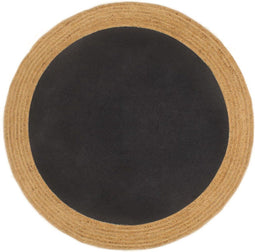 vidaXL - Vloerkleed - rond - gevlochten - 150 - cm - jute - en - katoen - zwart - naturel