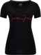 Guess Amilie Tee - Dames T-Shirt V-hals - Merknaam in het rood - Zwart (2022)