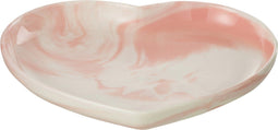 J-Line Hart bord - porselein - wit/roze - 8 stuks
