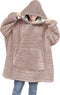 LINNICK Flanel Fleece Hoodie - Fleece Deken met Mouwen - Croco Licht Roze - Deken met Mouwen - Fleece Deken - Hoodie Heren - Hoodie Dames - Hoodies - Hoodie Deken