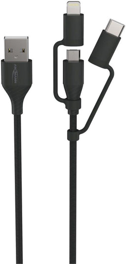 Ansmann 1700-0136 - 3 In 1 Data en Oplaadkabel - 120 cm - Zwart