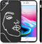 iMoshion Hoesje Geschikt voor iPhone SE (2022) / SE (2020) / 8 / 7 Hoesje Siliconen - iMoshion Design hoesje - Wit / Zwart / Line Art Woman White