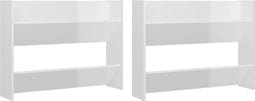 vidaXL - Wandschoenenkasten - 2 - st - 80x18x60 - cm - bewerkt - hout - hoogglans - wit