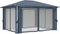 vidaXL - Prieel - met - gordijn - LED-lichtslinger - 4x3 - m - aluminium - antraciet