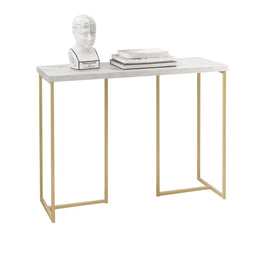 SoBuy Bijzettafel - Consoletafel - Marmerlook blad - 100 x 40 x 80 cm