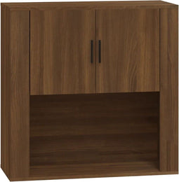 vidaXL - Wandkast - 80x33x80 - cm - bewerkt - hout - bruin - eikenkleur