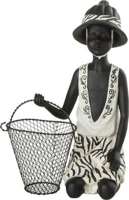 J-Line decoratie Jongen Zittend Etnisch Mand - polyresin - mix