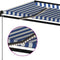 vidaXL - Luifel - handmatig - uittrekbaar - met - LED - 600x350 - cm - blauw - en - wit