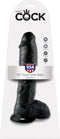 King Cock – 25.4 cm Dildo met Realistische Vormgeving Zuignap en Balzak voor Optimaal Penetratie - beigeig