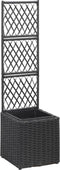 vidaXL - Latwerkplantenbak - verhoogd - met - 1 - pot - 30x30x107 - cm - rattan - bruin